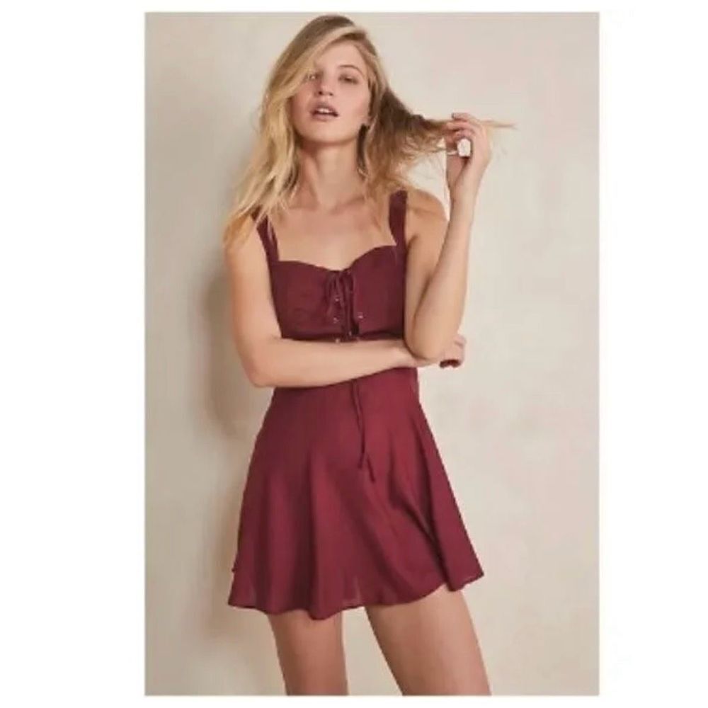 ✨Free People Not A Chance Corset Maroon Sz Large Dress✨